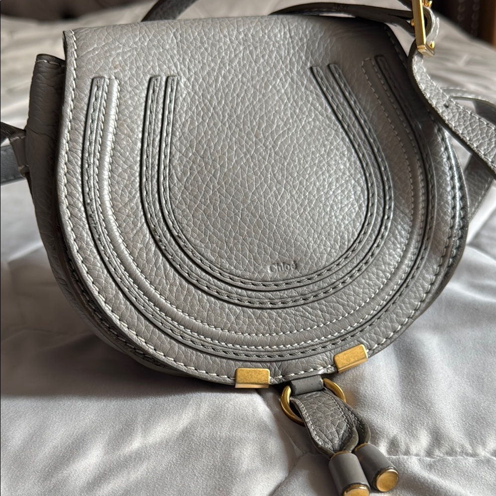 Chloe grey small saddle bag